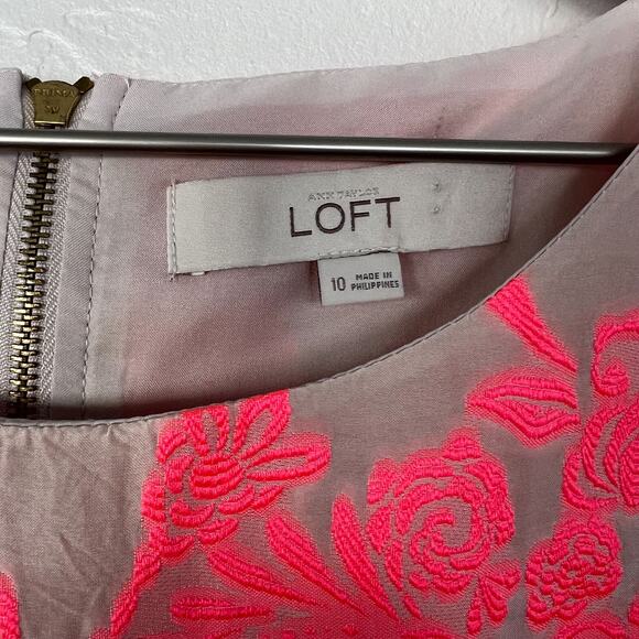 LOFT Cream and Pink Sleeveless Dress size 10 - Picture 3 of 5